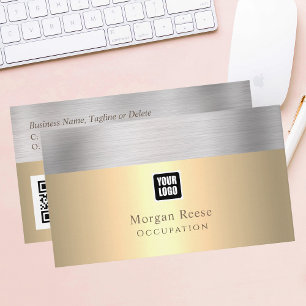 Professionell Guld & Silver, minimal, Logotyp, QR- Visitkort