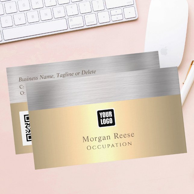 Professionell Guld & Silver, minimal, Logotyp, QR- Visitkort (Skapare uppladdad)