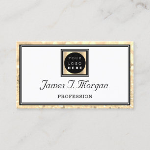 Professionell Guld White Glitter Ram Logotyp VIP Visitkort