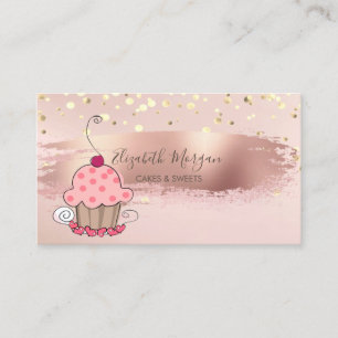 Professionell, Guldkonfetti, Penseldrag Cupcake Visitkort