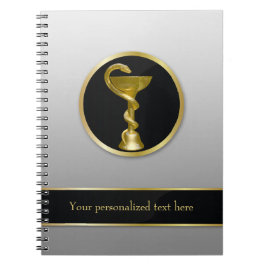 Professionell guldmedicinsk Hygieia-skål Anteckningsbok