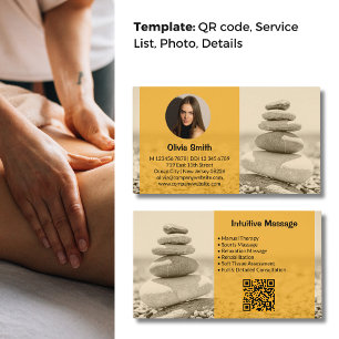 Professionell Gult Massage Photo Affärskort Lojalitetskort