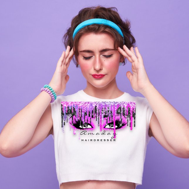 Professionell Hair Makeup Beauty Salon Shock rosa Visitkort (Leaf Laurel Fern Botanic Green Serpentine White Business Card)