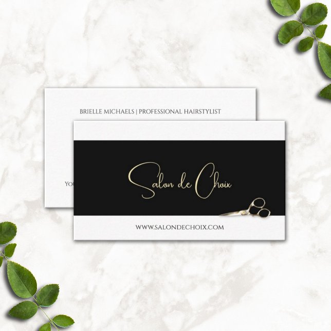 Professionell Hair Salon Guld Scissors Hairstylist Visitkort (Professional Hair Salon Gold Scissors Hairstylist Business Cards)