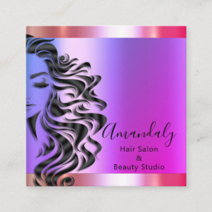 Professionell Hair Salon Makeup Lash Lila Rosa Fyrkantigt Visitkort