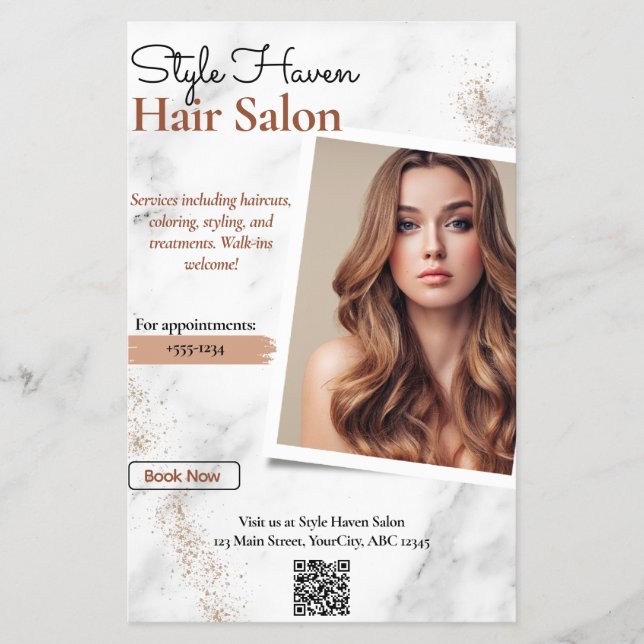 Professionell Hair Salon Services Flyer (Framsidan)