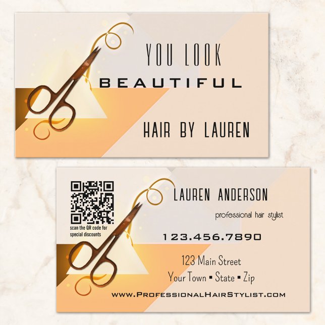 Professionell Hair Stylist Beauty QR-kod Visitkort (Skapare uppladdad)