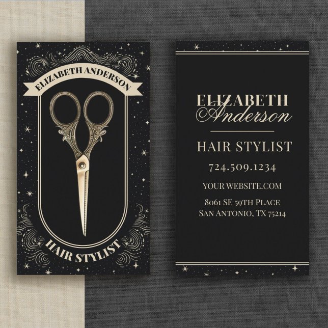 Professionell Hair Stylist Beauty Salon Visitkort (Elegant and modern hair stylist / hair salon business cards)