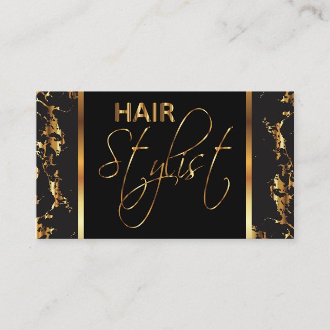 Professionell Hair Stylist - Guld Marble Visitkort (Framsida)