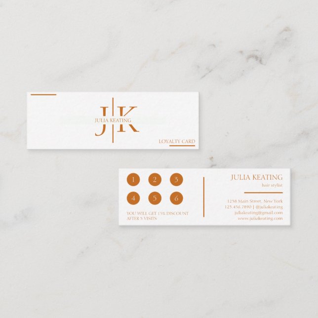 Professionell Hair Stylist Modern Minimalist Salon Lojalitetskort (Fram/baksida)
