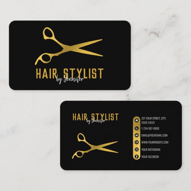 Professionell Hair Stylist & Salon Social Media Visitkort (Fram/baksida)