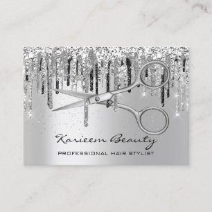 Professionell Hair Stylist Silver Grått-saxar Visitkort