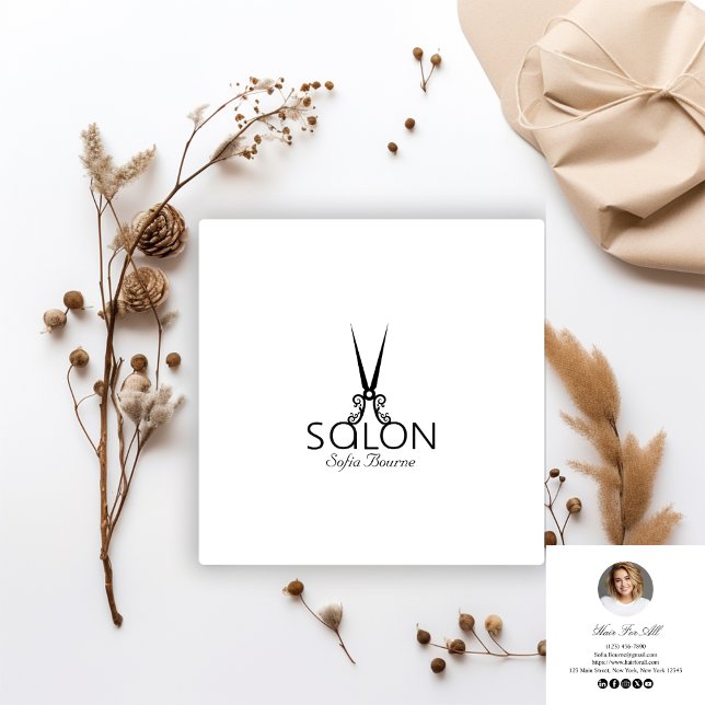 Professionell Hairdresser Salon Photo Modern Simpl Fyrkantigt Visitkort (Skapare uppladdad)