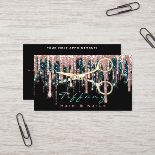 Professionell Hairdresser Scissors Ro Black Guld Visitkort