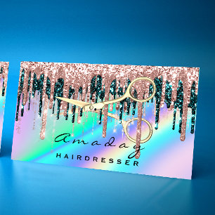 Professionell Hairdresser Scissors Ro Holograph Visitkort