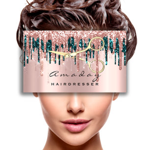 Professionell Hairdresser Scissors Ro Teal Guld Visitkort