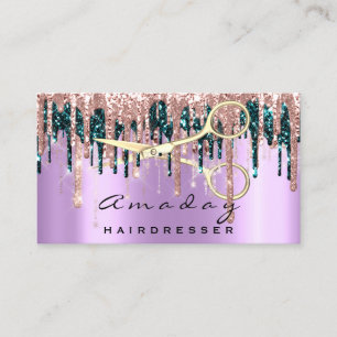 Professionell Hairdresser Scissors Ro Violet Guld Visitkort