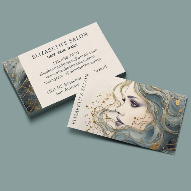 Professionell Hairstylist Beauty Salon Visitkort (A glamorous hairdresser salon professional business card.)