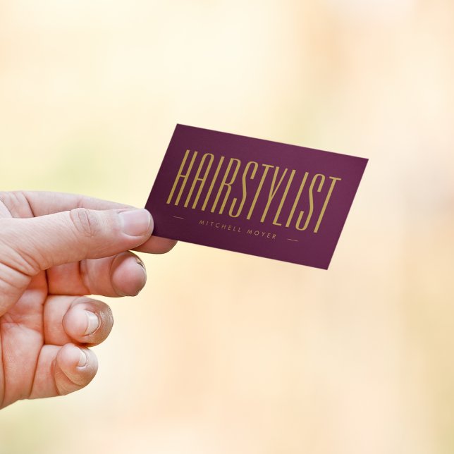 Professionell Hairstylist Burgundy and Guld Visitkort (Skapare uppladdad)
