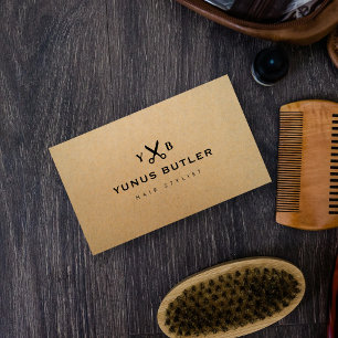Professionell Hairstylist Monogram Kraft Visitkort