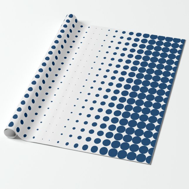 Professionell halvtone-mönster blå vit presentpapper (Utrullad)