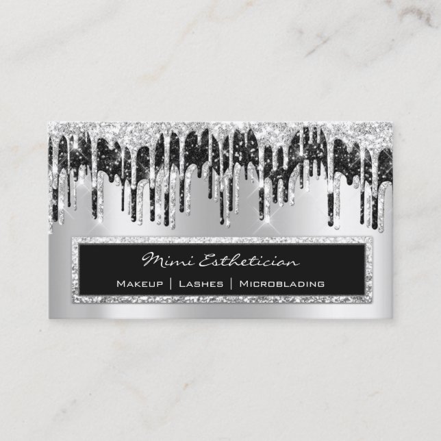 Professionell Händelse Eyelash Ro Silver Black Dri Visitkort (Framsida)