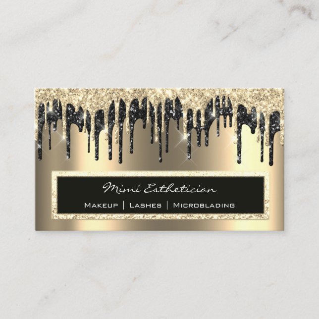 Professionell Händelse Eyelash Sepia Guld Black Dr Visitkort (Framsida)