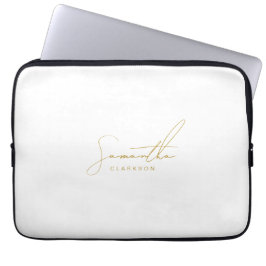 Professionell handskriven gul skript typografi laptop fodral