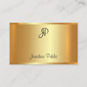 Professionell Handskriven Monogram Glamoral Guld Visitkort