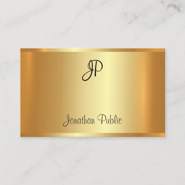 Professionell Handskriven Monogram Glamoral Guld Visitkort (Framsida)