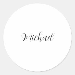 Professionell handstil namn minimalistisk modern runt klistermärke