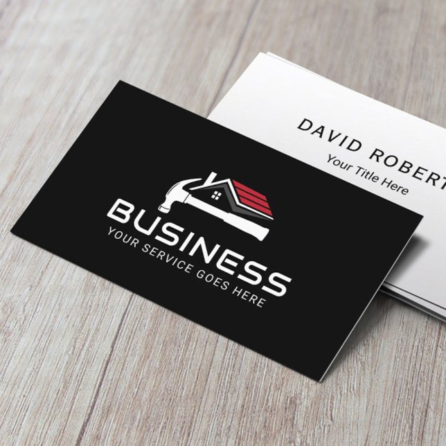 Professionell Handyman House Repair Service Black Visitkort (Skapare uppladdad)