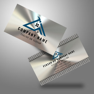 Professionell Handyman Logotyp Shiny Metall entrep Visitkort