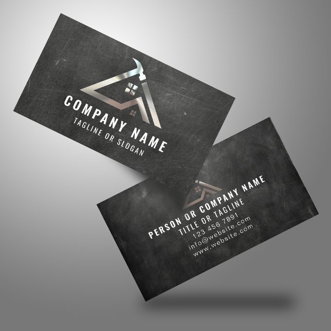 Professionell Handyman Logotyp Silver entreprenör Visitkort (Skapare uppladdad)
