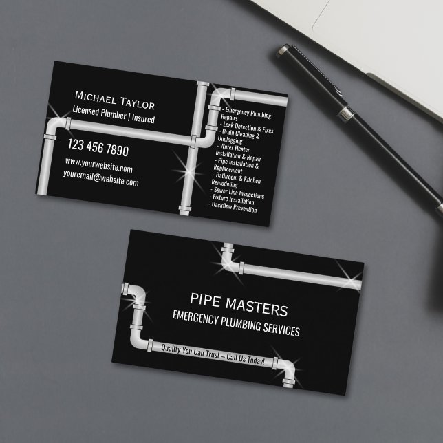 Professionell Handyman Plumber Verktyg Silver Rör Visitkort (Skapare uppladdad)