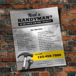 Professionell Handyman & Repair Service Faux Metal Flygblad<br><div class="desc">Rörsystem för Handyman av professionell Reparation Service Metall Background Flyers.</div>