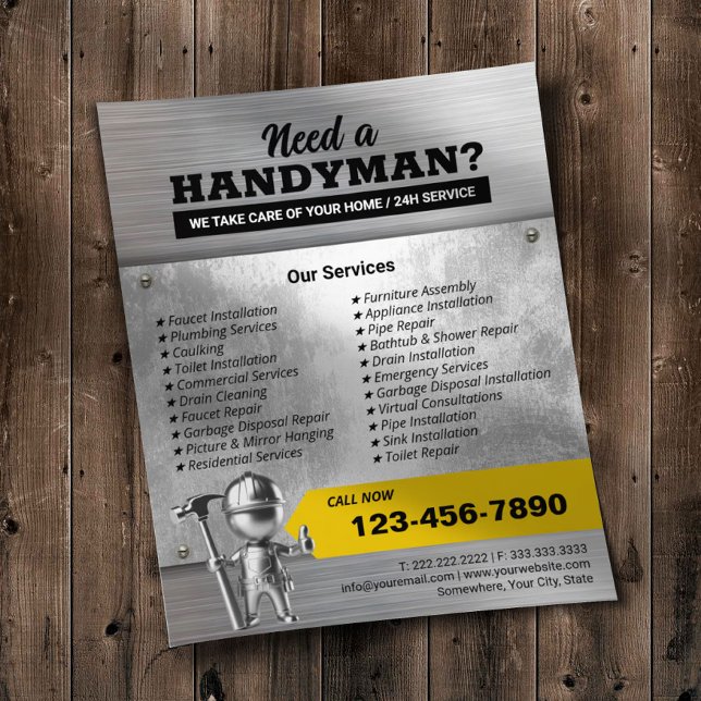 Professionell Handyman Reparation Service 3D Worke Flygblad (Skapare uppladdad)