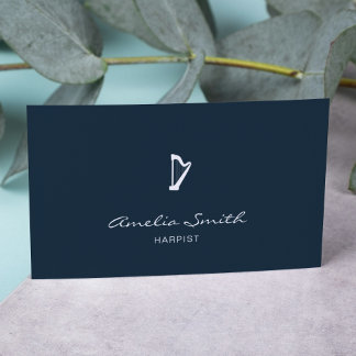 Professionell Harpist minimum Elegant Navy Blue Visitkort