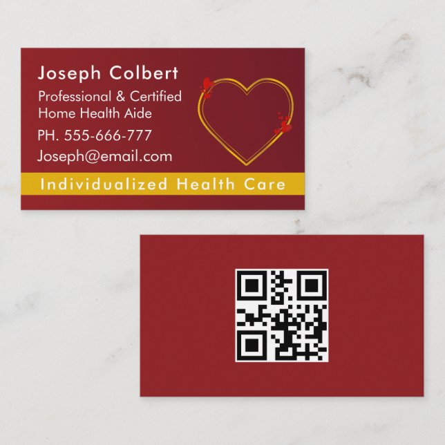 Professionell Health Caregiver qr-kod Visitkort (Fram/baksida)