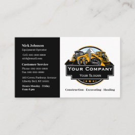 Professionell Heavy Equipment Construction Company Visitkort