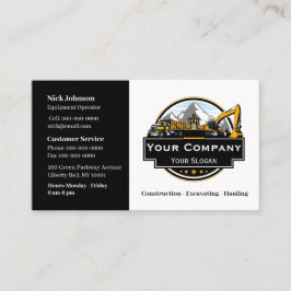 Professionell Heavy Equipment Construction Company Visitkort