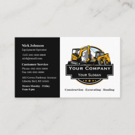 Professionell Heavy Equipment Construction Company Visitkort