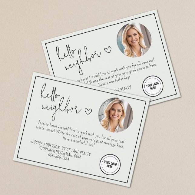 Professionell Hej granne i Gods Vykort (Hello Neighbor Real Estate Postcard)