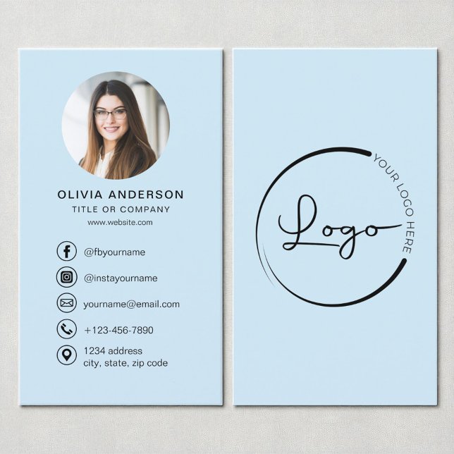 Professionell Himmel Blue Photo Logotyp Social Med Visitkort (Skapare uppladdad)