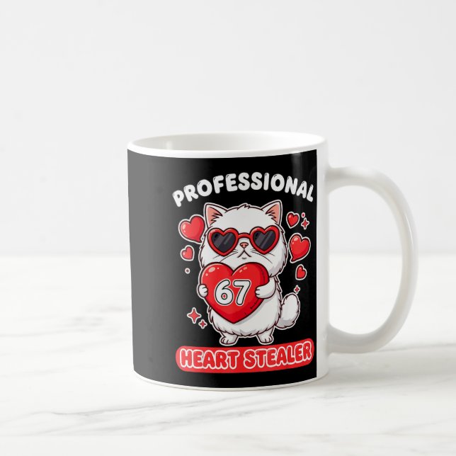 Professionell hjärttjuv 67 Meme 6 7 Ragdoll Katt Kaffemugg (Höger)