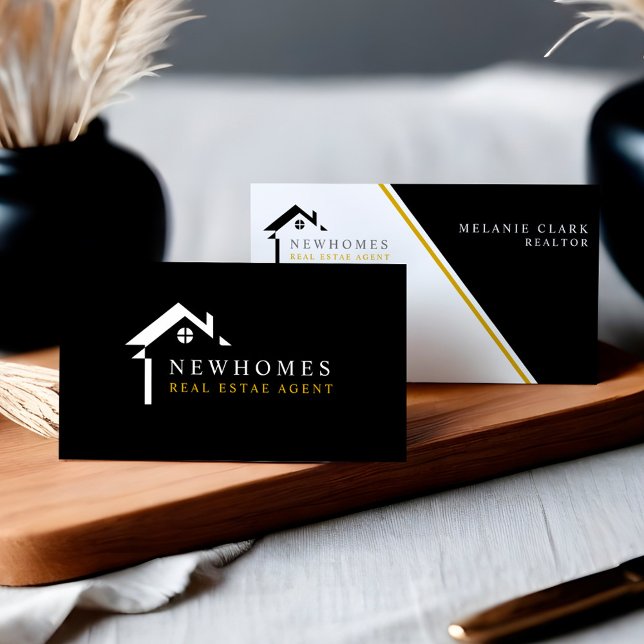 Professionell Home Real Gods Agent Logotyp White Visitkort (Professional Home Real Estate Agent Logo White Business Card)