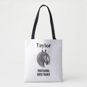 Professionell Horse Trainer Black White Equine Tygkasse