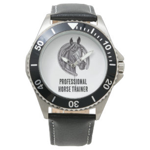 Professionell Horse Trainer Black White Sketch Mar Armbandsur