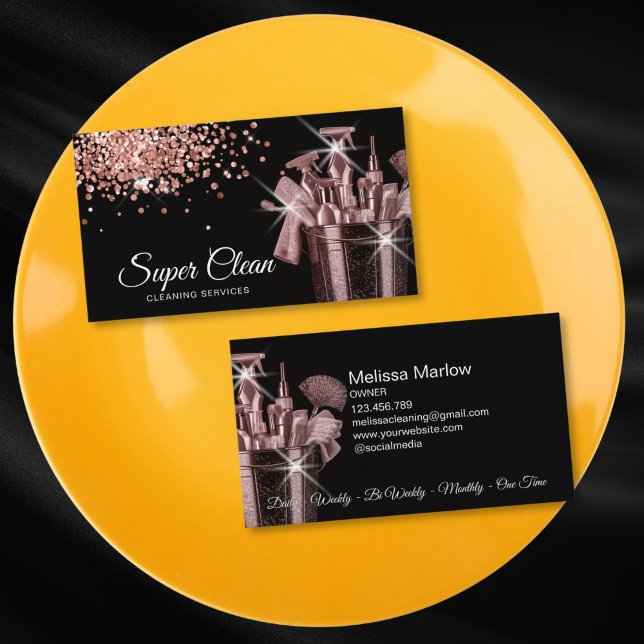 Professionell House Städning Hushållning Visitkort (ROSE GOLD CLEANING TOOLS)