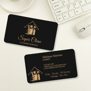 Professionell House Städning Maid Guld Glitter Bus Visitkort